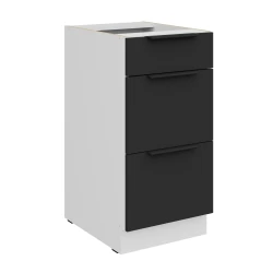 Szafka dolna CALIA 40 D 3S BB PREMIUM BOX CRYSTAL CZARNY MAT / BIAŁY powłoką ANTI FINGERPRINT
