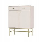 Komoda 2D 2 Szuflady SYDNEY3 - 84 x 108 x 41 PIASKOWY BEŻ + Złote akcenty