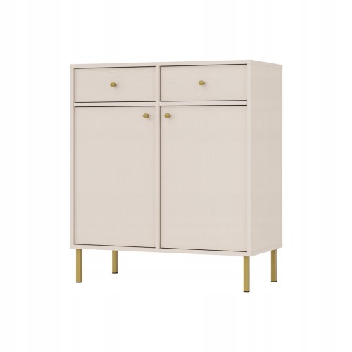 Przejdź do produktu Komoda 2D 2 Szuflady SYDNEY2 - 84 x 95 x 41 PIASKOWY BEŻ + Złote akcenty