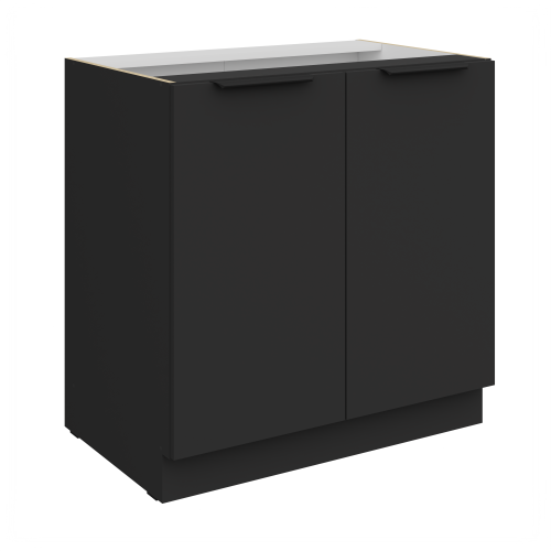 Przejdź do produktu Szafka dolna CALIA 80 D 2F BB CZARNY MAT / CZARNY z powłoką ANTI FINGERPRINT