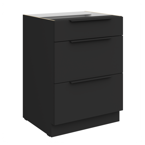 Przejdź do produktu Szafka dolna CALIA 60 D 3S PREMIUM BOX - CZARNY MAT / CZARNY  z powłoką ANTI FINGERPRINT