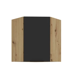 Szafka górna narożna 60 x 60 cm CALIA GN-72 1F (45°) CZARNY MAT / DĄB ARTISAN z powłoką ANTI FINGERPRINT
