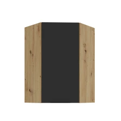 Szafka górna narożna 60 x 60 cm CALIA GN-90 1F (45°) CZARNY MAT / DĄB ARTISAN   z powłoką ANTI FINGERPRINT