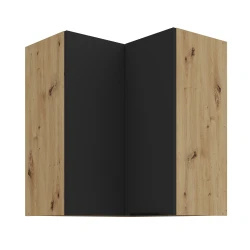Szafka górna narożna 60 x 60 cm CALIA GN-72 2F (90°) CZARNY MAT / DĄB ARTISAN z powłoką ANTI FINGERPRINT