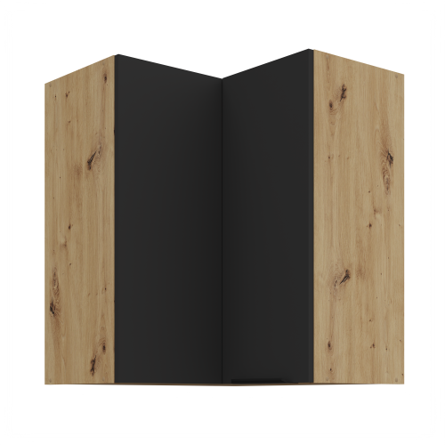 Przejdź do produktu Szafka górna narożna 60 x 60 cm CALIA GN-72 2F (90°) CZARNY MAT / DĄB ARTISAN z powłoką ANTI FINGERPRINT