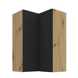 Szafka górna narożna 60 x 60 cm CALIA GN-90 2F (90°) CZARNY MAT / DĄB ARTISAN z powłoką ANTI FINGERPRINT