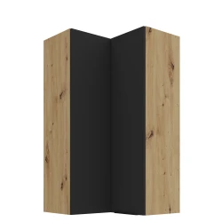 Szafka górna narożna 60 x 60 cm CALIA GN-108 2F (90°) CZARNY MAT / DĄB ARTISAN z powłoką ANTI FINGERPRINT