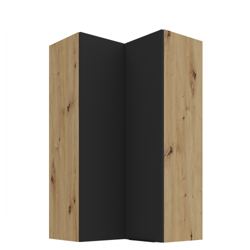 Przejdź do produktu Szafka górna narożna 60 x 60 cm CALIA GN-108 2F (90°) CZARNY MAT / DĄB ARTISAN z powłoką ANTI FINGERPRINT