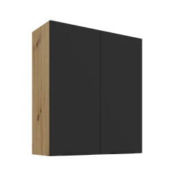 Szafka górna 80 cm CALIA 80 G-90 2F CZARNY MAT / DĄB ARTISAN z powłoką ANTI FINGERPRINT