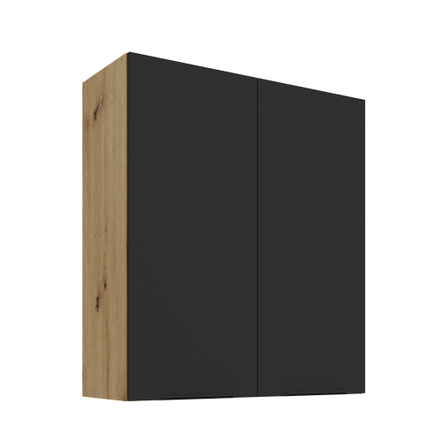 Przejdź do produktu Szafka górna 80 cm CALIA 80 G-90 2F CZARNY MAT / DĄB ARTISAN z powłoką ANTI FINGERPRINT