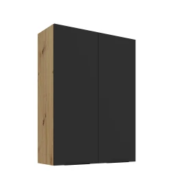 Szafka górna 80 cm CALIA 80 G-108 2F CZARNY MAT / DĄB ARTISAN z powłoką ANTI FINGERPRINT