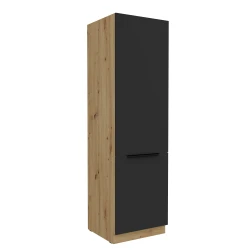 Szafka kuchenna słupek CALIA 60 DK-210 2F CZARNY MAT / DĄB ARTISAN z powłoką ANTI FINGERPRINT