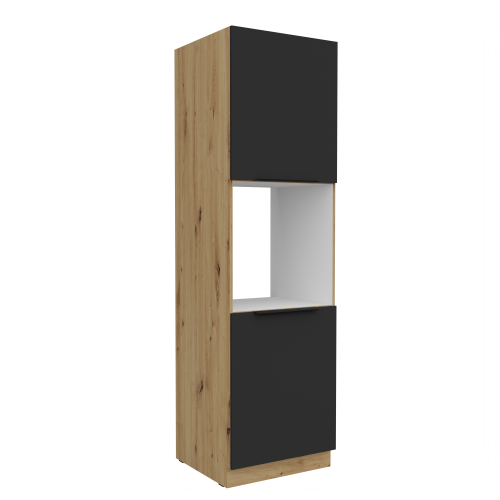 Przejdź do produktu Szafka kuchenna słupek CALIA 60 DP-210 2F CZARNY MAT / DĄB ARTISAN z powłoką ANTI FINGERPRINT