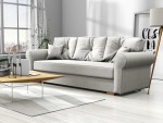 Kanapa rozkładana, sofa ROSI z funkcją spania, wybór tkanin/ jasny szary