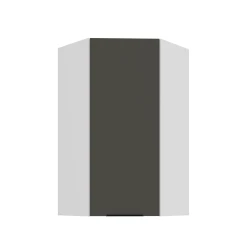 Szafka górna narożna 60 x 60 cm CALIA GN-108 1F (45°) GRAFIT / BIAŁY z powłoką ANTI FINGERPRINT