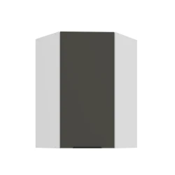 Szafka górna narożna 60 x 60 cm CALIA GN-90 1F (45°) GRAFIT / BIAŁY z powłoką ANTI FINGERPRINT