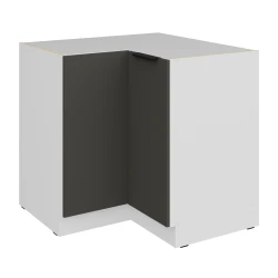 Szafka dolna narożna CALIA  90x90 cm 2F BB GRAFIT / BIAŁY z powłoką ANTI FINGERPRINT