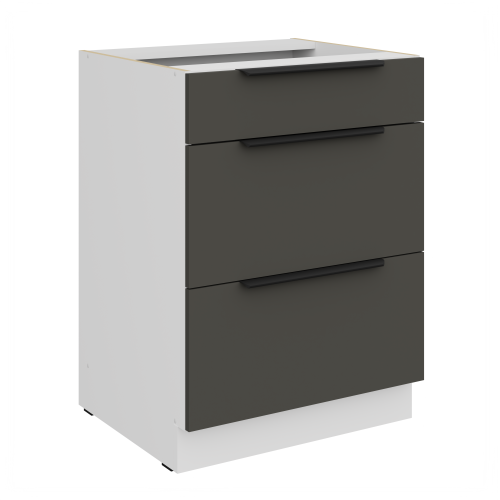 Przejdź do produktu Szafka dolna CALIA 60 D 3S PREMIUM BOX - GRAFIT / BIAŁY z powłoką ANTI FINGERPRINT