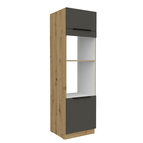 Przejdź do produktu Szafka kuchenna słupek CALIA 60 DPM-210 2F GRAFIT MAT / DĄB ARTISAN z powłoką ANTI FINGERPRINT