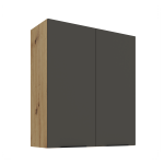 Szafka górna 80 cm CALIA 80 G-90 2F GRAFIT MAT / DĄB ARTISAN z powłoką ANTI FINGERPRINT
