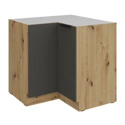 Szafka dolna narożna CALIA  90x90 cm 2F BB GRAFIT MAT / DĄB ARTISAN z powłoką ANTI FINGERPRINT