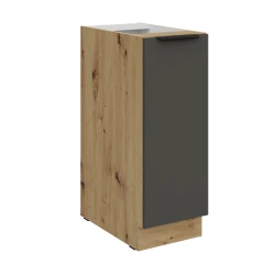 Szafka dolna 30 cm CALIA 30 D CARGO BB wysuwana z koszem GRAFIT MAT / DĄB ARTISAN z powłoką ANTI FINGERPRINT