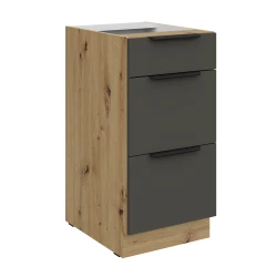 Szafka dolna CALIA 40 D 3S BB PREMIUM BOX CRYSTAL GRAFIT MAT / DĄB ARTISAN powłoką ANTI FINGERPRINT