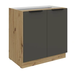 Szafka dolna CALIA 80 D 2F BB GRAFIT  MAT / DĄB ARTISAN z powłoką ANTI FINGERPRINT
