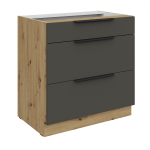 Szafka dolna CALIA 80 D 3S PREMIUM BOX GRAFIT MAT / DĄB ARTISAN z powłoką ANTI FINGERPRINT