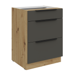 Szafka dolna CALIA 60 D 3S PREMIUM BOX - GRAFIT MAT / DĄB ARTISAN z powłoką ANTI FINGERPRINT