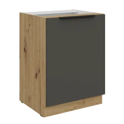Szafka dolna CALIA 60 D 1F BB GRAFIT MAT / DĄB ARTISAN z powłoką ANTI FINGERPRINT