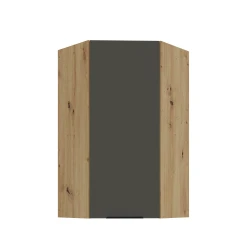 Szafka górna narożna 60 x 60 cm CALIA GN-108 1F (45°) GRAFIT MAT / DĄB ARTISAN z powłoką ANTI FINGERPRINT