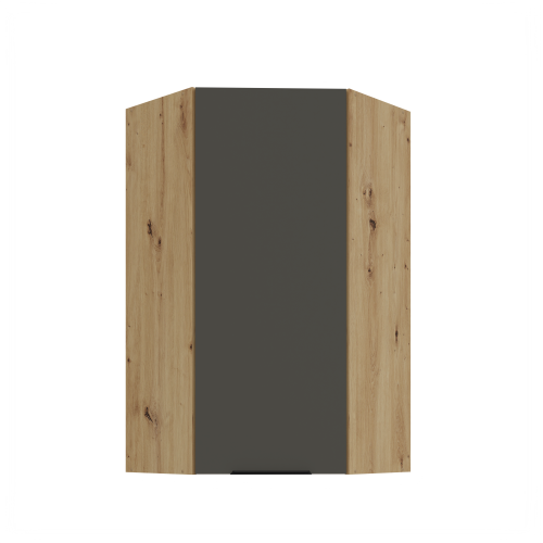Przejdź do produktu Szafka górna narożna 60 x 60 cm CALIA GN-108 1F (45°) GRAFIT MAT / DĄB ARTISAN z powłoką ANTI FINGERPRINT