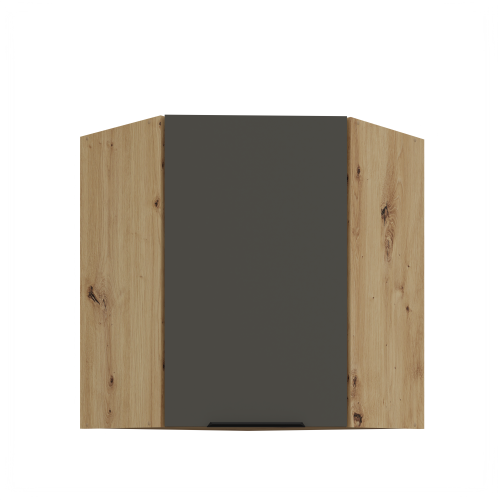 Przejdź do produktu Szafka górna narożna 60 x 60 cm CALIA GN-72 1F (45°) GRAFIT MAT / DĄB ARTISAN z powłoką ANTI FINGERPRINT