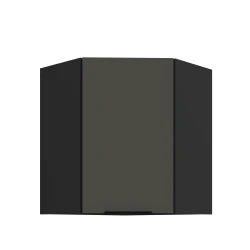 Szafka górna narożna 60 x 60 cm CALIA GN-72 1F (45°) GRAFIT MAT / CZARNY z powłoką ANTI FINGERPRINT