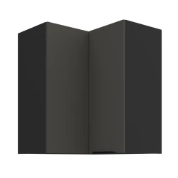 Szafka górna narożna 60 x 60 cm CALIA GN-72 2F (90°) GRAFIT MAT / CZARNY z powłoką ANTI FINGERPRINT