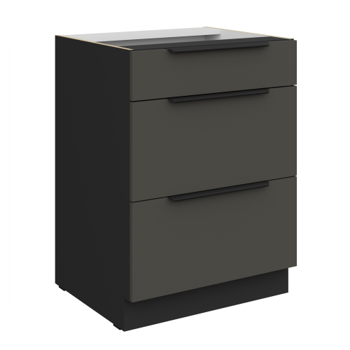 Przejdź do produktu Szafka dolna CALIA 60 D 3S PREMIUM BOX - GRAFIT MAT / CZARNY z powłoką ANTI FINGERPRINT