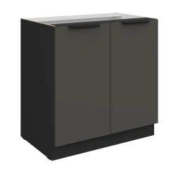Szafka dolna CALIA 80 D 2F BB GRAFIT  MAT / CZARNY z powłoką ANTI FINGERPRINT