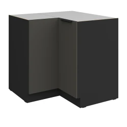 Szafka dolna narożna CALIA  90x90 cm 2F BB GRAFIT MAT / CZARNY z powłoką ANTI FINGERPRINT