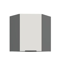 Szafka górna narożna 60 x 60 cm CALIA GN-72 1F (45°) CRYSTAL WHITE / ANTRACYT z powłoką ANTI FINGERPRINT