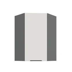 Szafka górna narożna 60 x 60 cm CALIA GN-90 1F (45°) CRYSTAL WHITE / ANTRACYT z powłoką ANTI FINGERPRINT