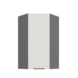 Szafka górna narożna 60 x 60 cm CALIA GN-108 1F (45°) CRYSTAL WHITE / ANTRACYT z powłoką ANTI FINGERPRINT