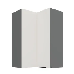 Szafka górna narożna 60 x 60 cm CALIA GN-90 2F (90°) CRYSTAL WHITE / ANTRACYT z powłoką ANTI FINGERPRINT