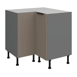 Szafka dolna narożna CALIA  90x90 cm 2F BB SANDGRAU SZARY / ANTRACYT z powłoką ANTI FINGERPRINT