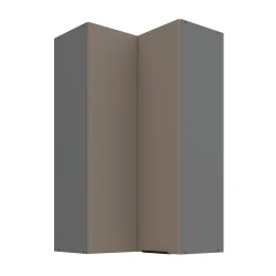 Szafka górna narożna 60 x 60 cm CALIA GN-108 2F (90°) SANDGRAU SZARY / ANTRACYT z powłoką ANTI FINGERPRINT
