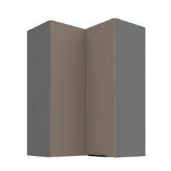 Szafka górna narożna 60 x 60 cm CALIA GN-90 2F (90°) SANDGRAU SZARY / ANTRACYT z powłoką ANTI FINGERPRINT