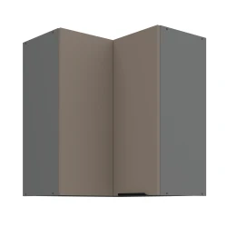 Szafka górna narożna 60 x 60 cm CALIA GN-72 2F (90°) SANDGRAU SZARY / ANTRACYT z powłoką ANTI FINGERPRINT