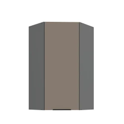 Szafka górna narożna 60 x 60 cm CALIA GN-108 1F (45°) SANDGRAU SZARY / ANTRACYT z powłoką ANTI FINGERPRINT
