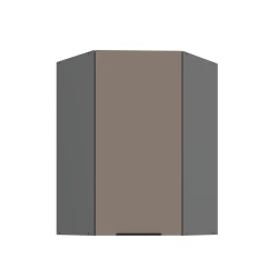 Szafka górna narożna 60 x 60 cm CALIA GN-90 1F (45°) SANDGRAU SZARY / ANTRACYT z powłoką ANTI FINGERPRINT