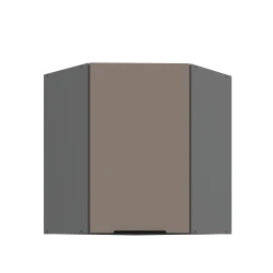 Szafka górna narożna 60 x 60 cm CALIA GN-72 1F (45°) SANDGRAU SZARY / ANTRACYT z powłoką ANTI FINGERPRINT